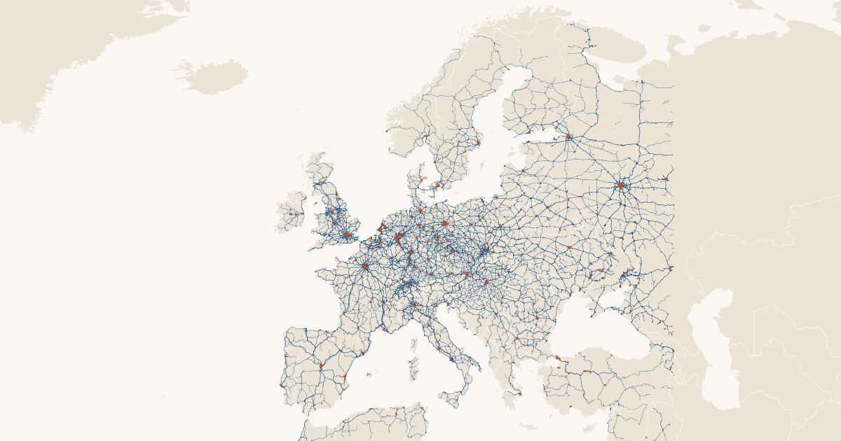 752,032 rail segments; orange: tram, metro and light rail.